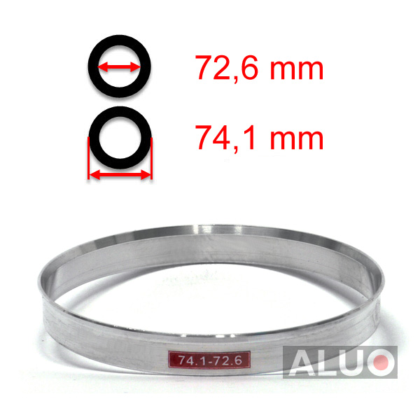 Alumimiums Centreringsringe 74,1 - 72,6 mm ( 74.1 - 72.6 )